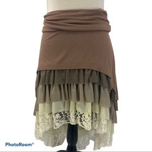 Sassy Bling Hi Low Layered Stretch Lace Skirt